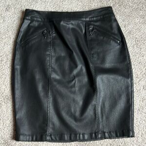 White House Black Market Black Pleather Skirt - 4